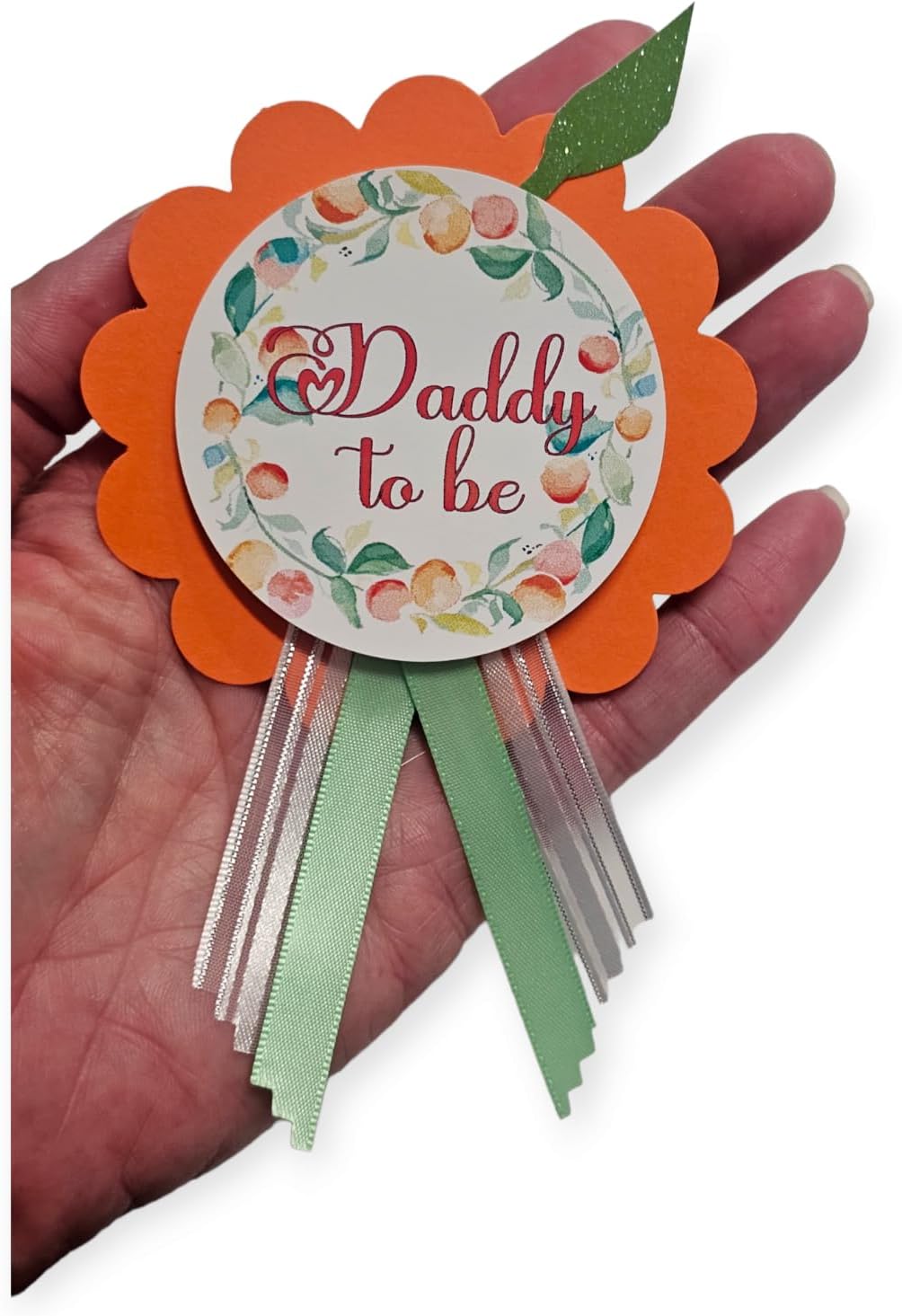 Lil Little Cutie Baby Shower Gender Reveal Decorations Sash Pins Orange Party Sprinkle (WHITE SASH & DAD PIN)