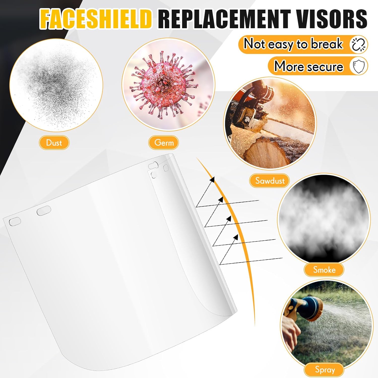 Kingdder 6 Pcs Clear Face Shield Replacement for Grinding and Cutting Clear Polycarbonate Visor, 15x 8x 0.04 Inches Safety Faceshield Window