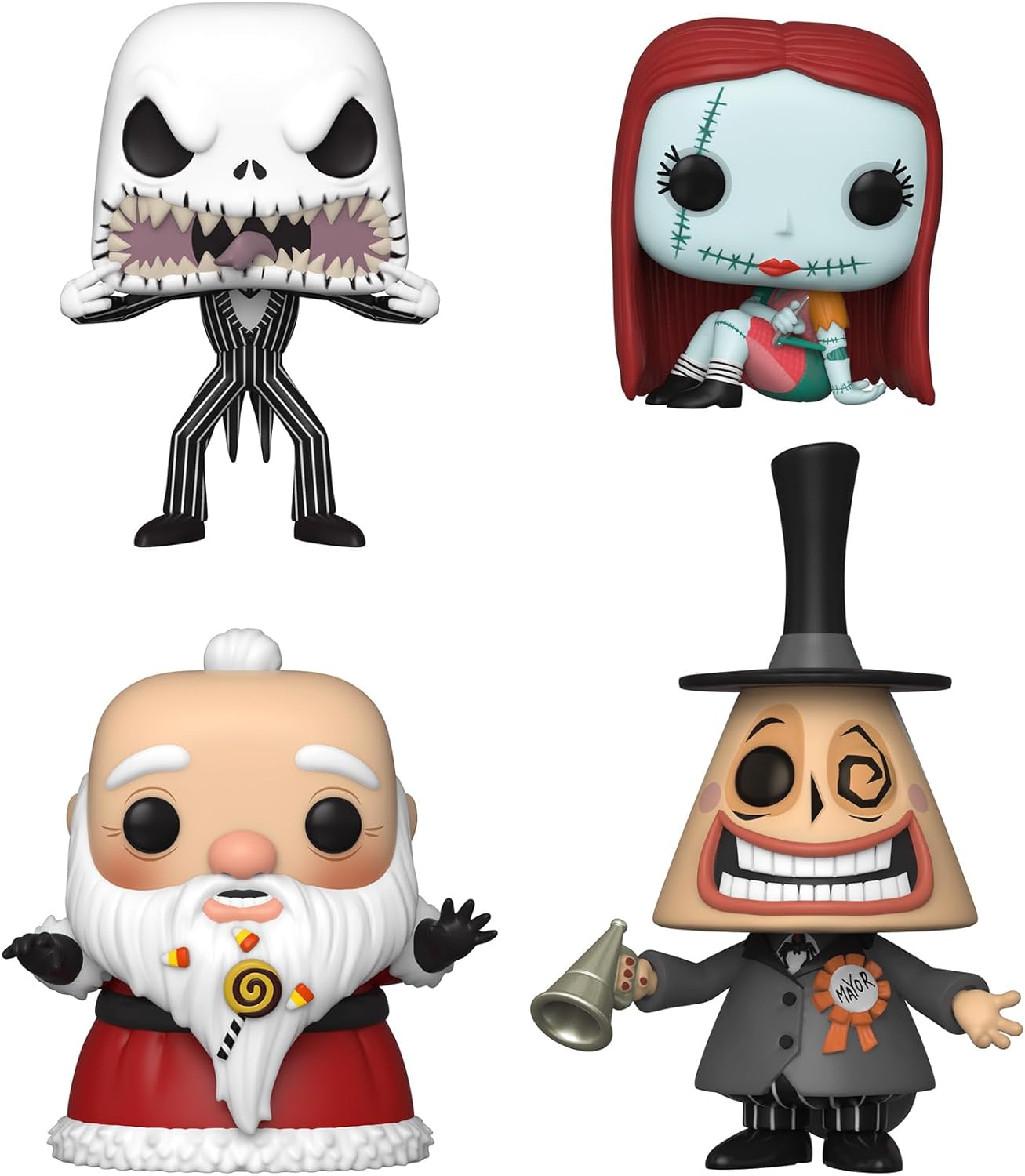 Funko The Nightmare Before Christmas Pop! Sandy Claws Sally Sewing Mayor & Jack Skellington Vinyl Figure Set Hot Topic Exclusive Multi None