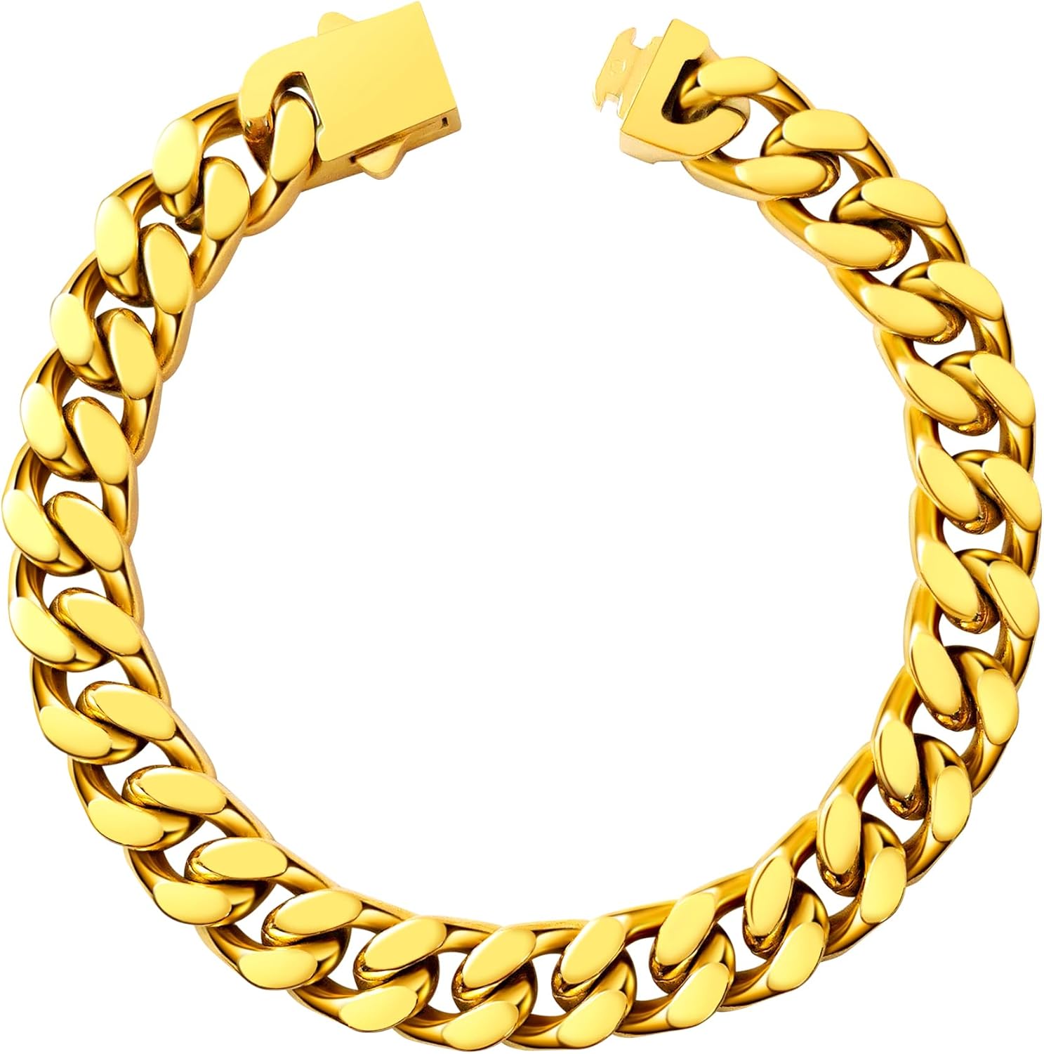 Cuban Link Chain Bracelet for Men, 5/7/9/13mm Width, 7.5/8.3/9 Inch Length,18K Gold/Black Plated/Stainless Steel Curb Wrist Chain for Men