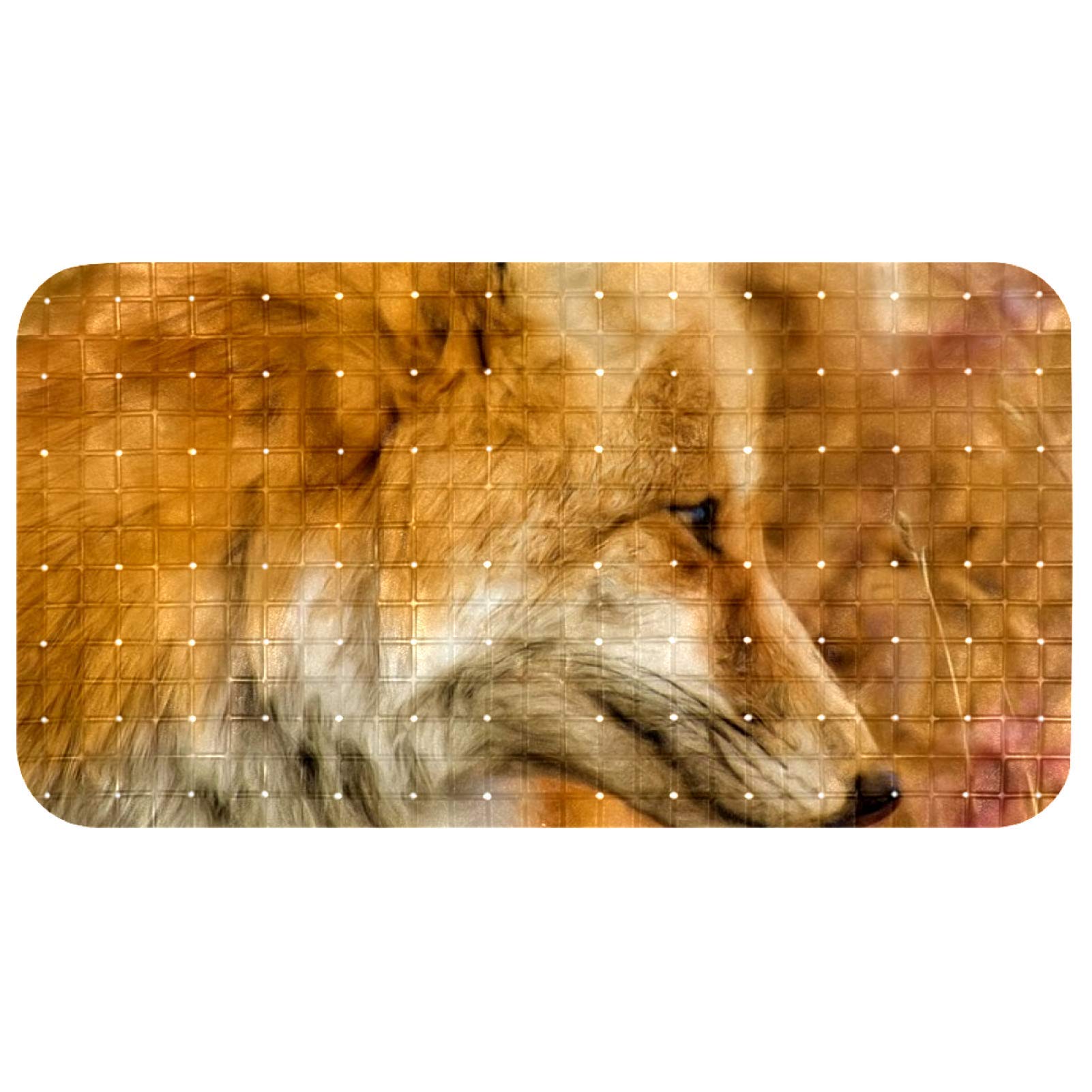 Tapis de bain pour enfant 35x67 cm Bennigiry motif renard mignon