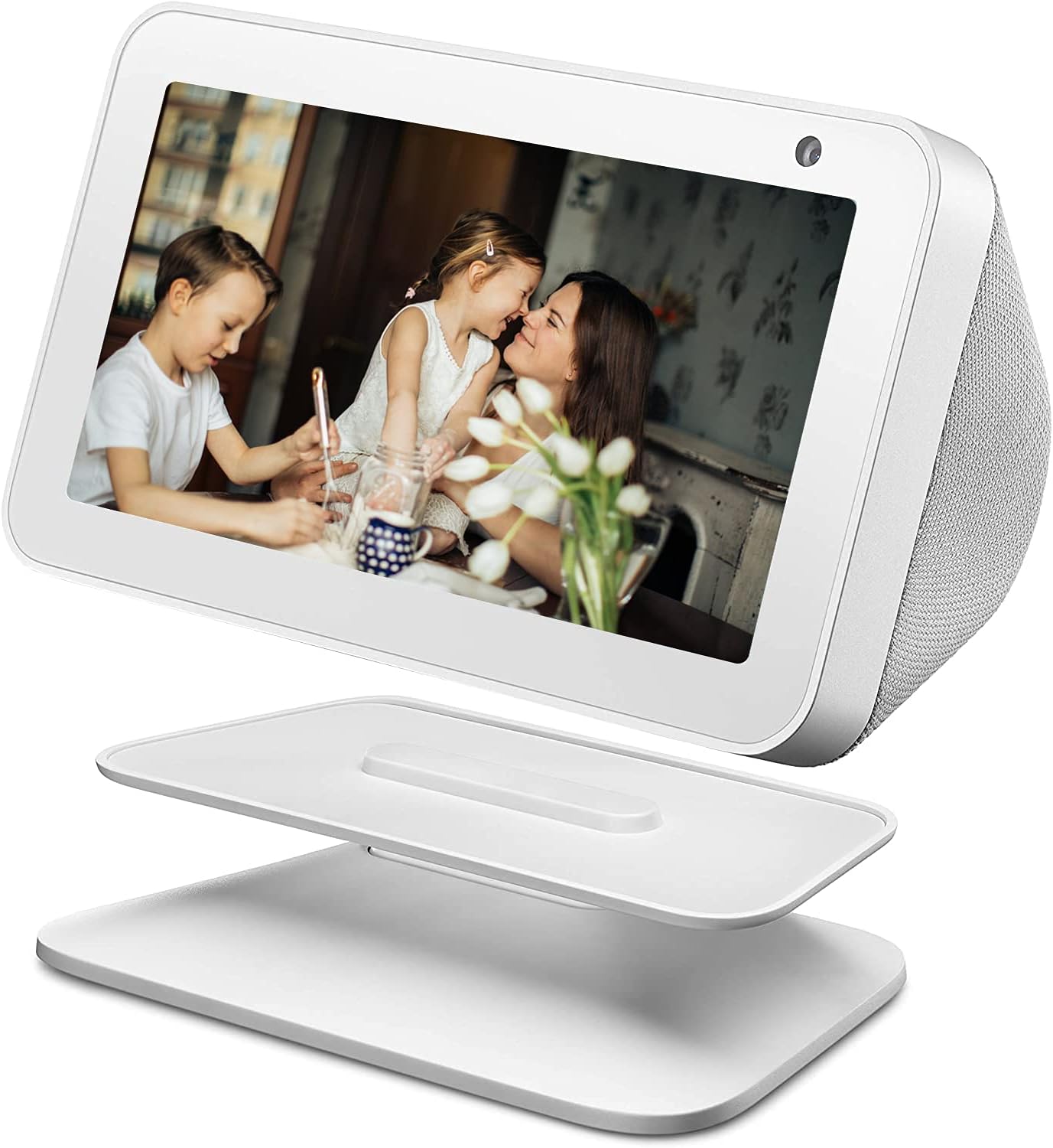 YIDANYOT Stand for Echo Show 8, Smart Speaker Stand Mount Bracket Holder for Echo Show 8, Adjustable Tbale Mount 360 Degree Swivel Holder with Magnetic Attachment Anti-Slip Base, White