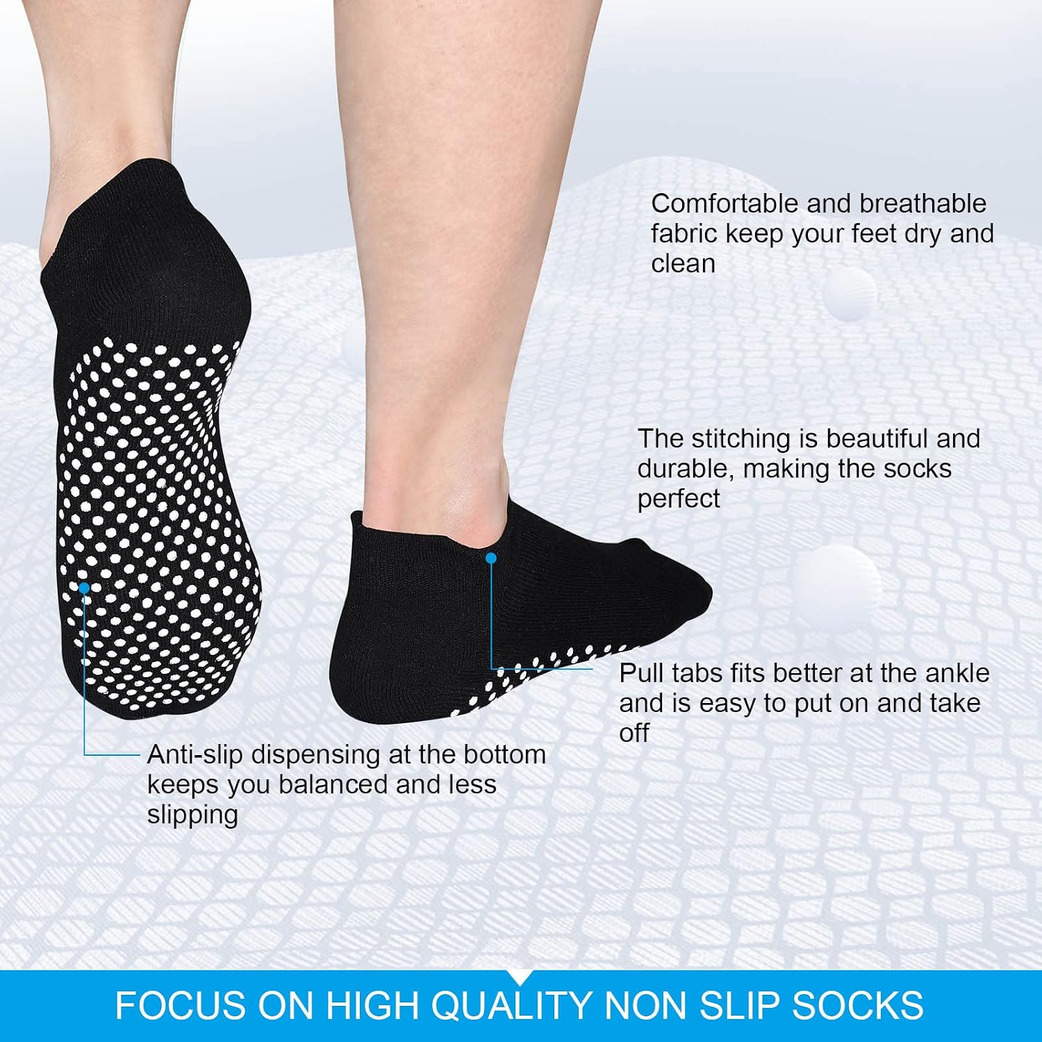 ELUTONG Unisex Non Slip Socks for Yoga,Pilates,Workout,Home,Hospital Ankle Cotton Anti Skid Grip Socks for Adults Men Women