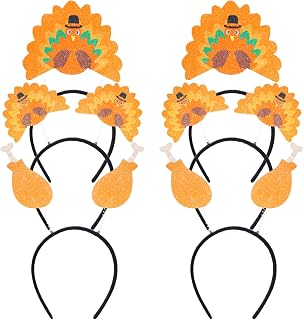 Yolyoo 6PCS Thanksgiving Turkey Headband Decorations Party Favor Thanksgivings Turkey Costume Boppers Headbands Accessories