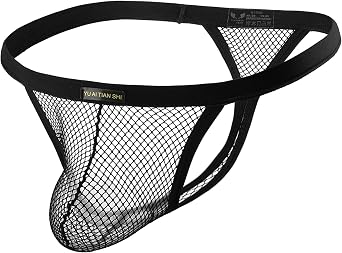 Evankin Mens Mesh Thong Underwear, Transparent Bikini Pouch | Sexy transparent mesh thong with U-convex pouch, elastic waistband and lightweight polyester fabric for club or nightwear.