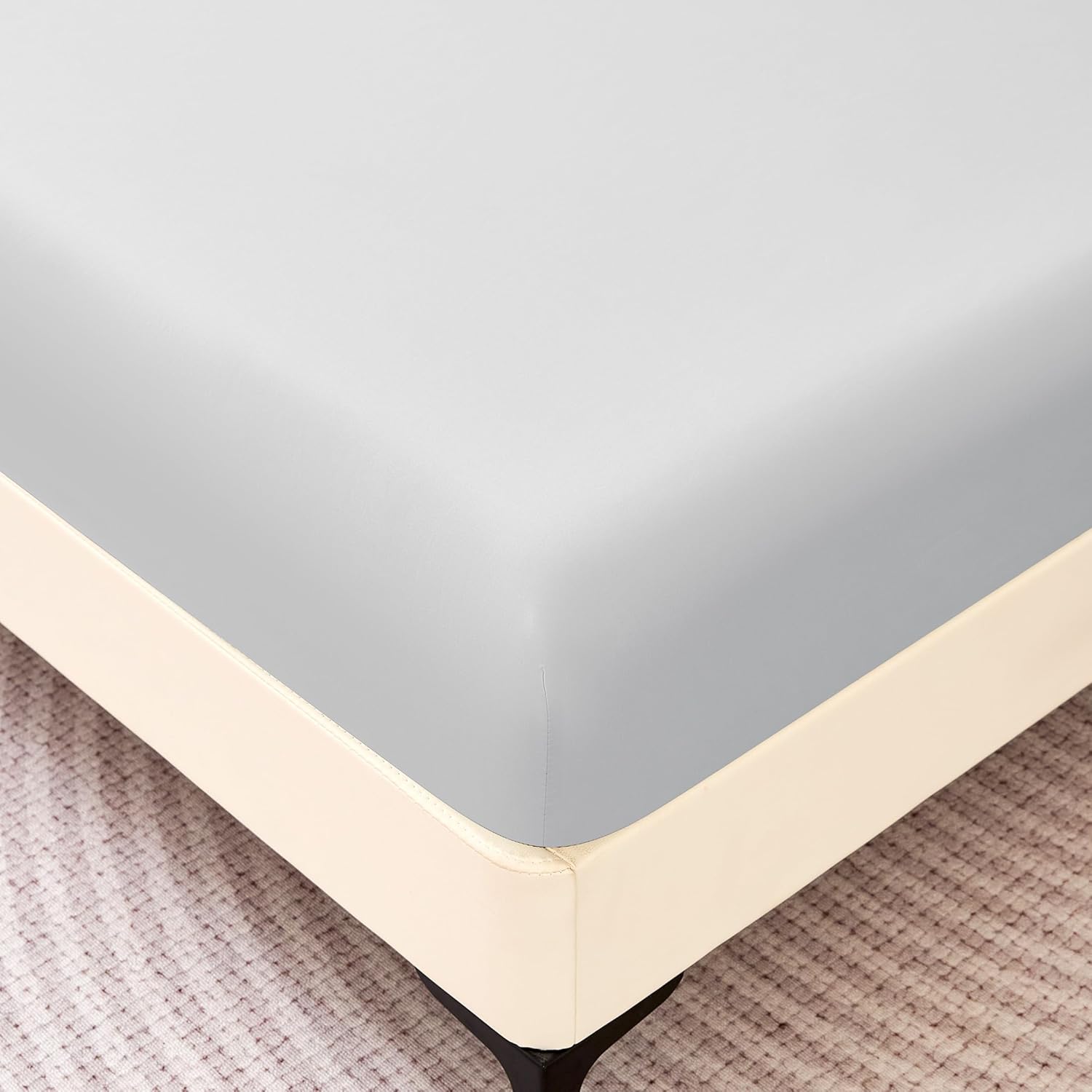 Amazon Basics Soft Fitted Sheet, Lightweight Bottom Sheet, 14-Inch Deep Pocket, Durable and Long Lasting, Easy Care, Queen, Gray, Pack of 2
