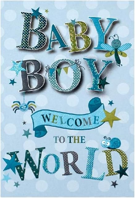 Baby Boy Newborn Greeting Card 20 x 14 cm Congratulations Welcome to The World