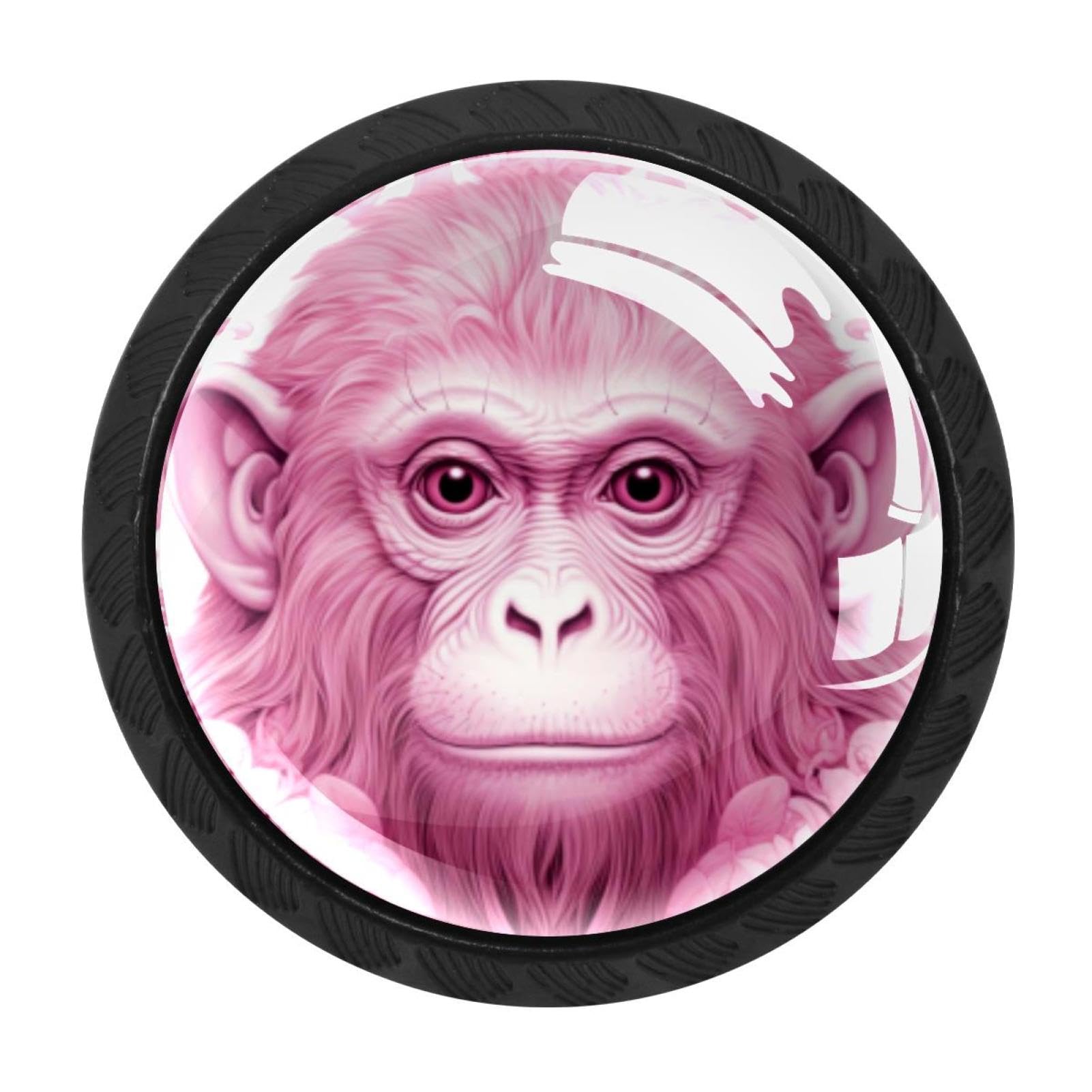 Chenzzzz Multicolored 11 Pink Monkey Orangutan Drawer Knobs Pull Handles 4 Pcs Glass Cabinet Drawer Pulls For Home Kitchen Office Cabinet Cupboard
