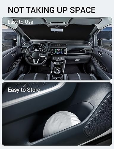 Vista 177 de Proadsy Parasol para parabrisas para BMW X1 F48 2016-2022 de 4 capas plegable, protector de parasol frontal que bloquea los rayos UV y mantiene