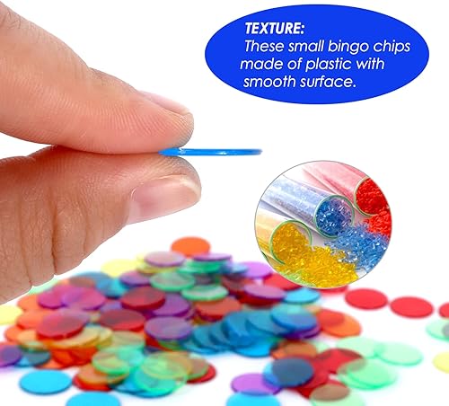 Miniatura 5 de GSE Games & Sports Expert Chips de bingo multicolor, 500 fichas de conteo transparentes de alto contraste de 34 pulgadas para juegos de bingo,