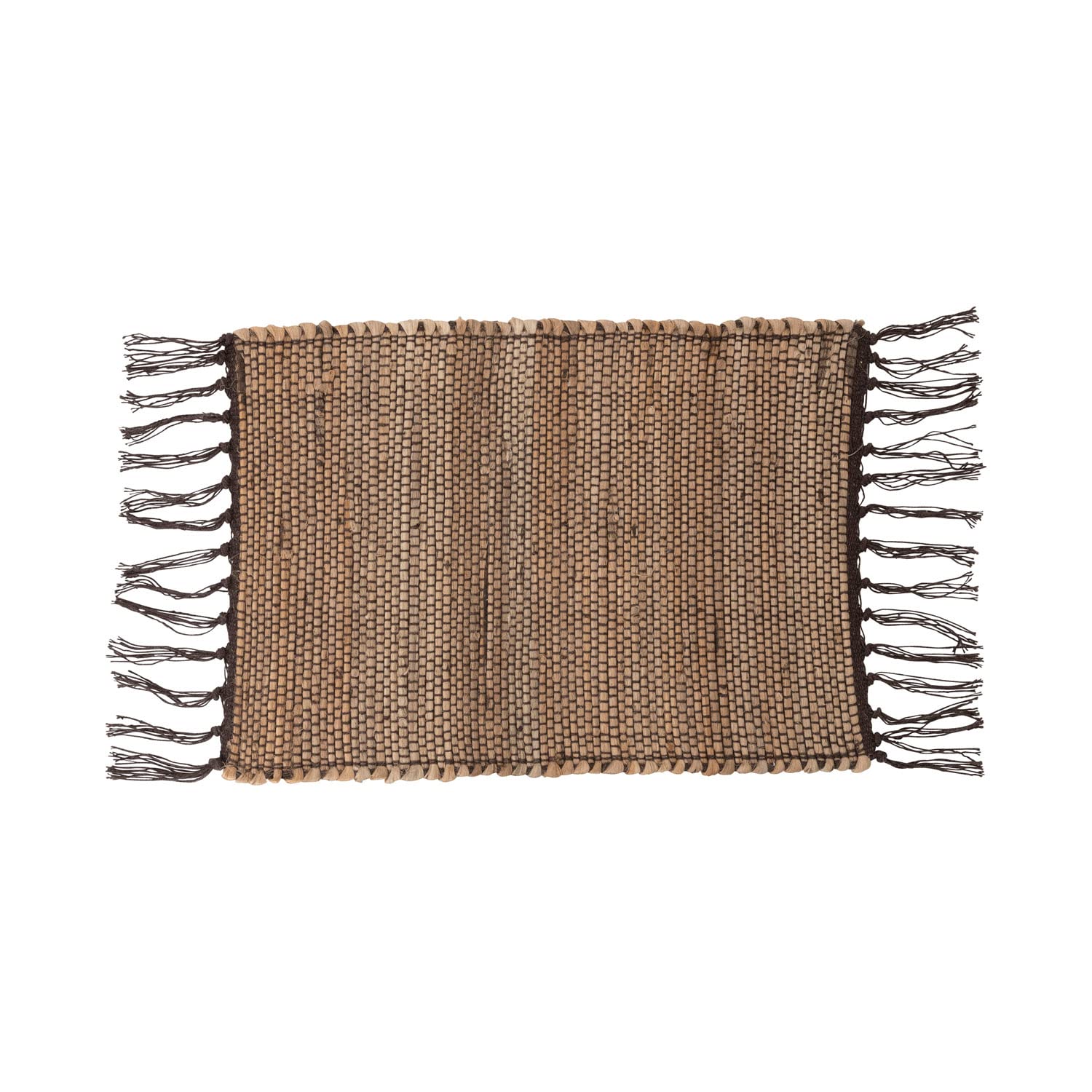 Creative Co-Op Woven Jute and Cotton Fringe Placemat, 19" L x 13" W x 0" H, Natural