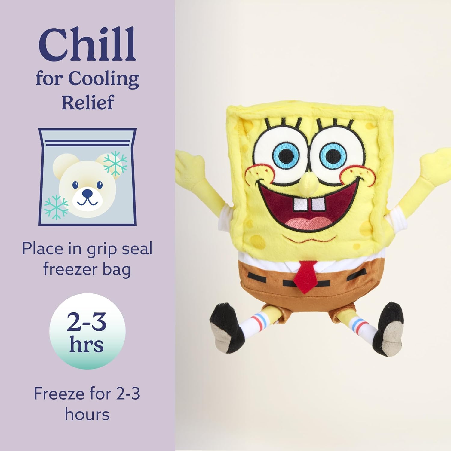 warmies x Spongebob Squarepants Microwavable Weighted Plush - Spongebob Plush with Freezable Cooling, Heated Warmth & Lavender Scent - Travel-Friendly Plushies for Adults & Children (Boys & Girls)
