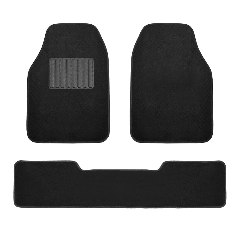 Tapetes Automotivos de Carpete FH Group, Encaixe Amplo para Carros, SUVs e Caminhonetes, Pretos, Kit com 3 Peças