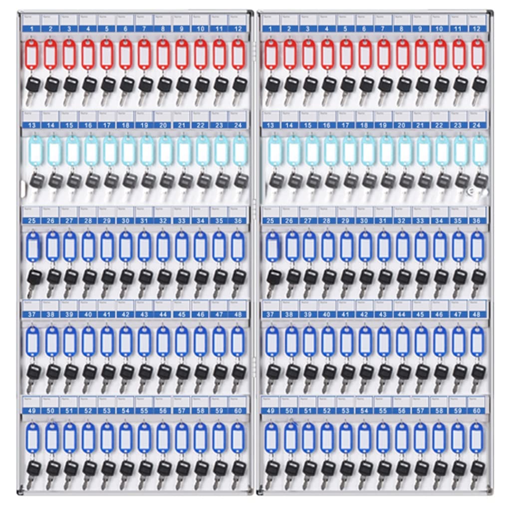 Kfgisd Silver Key Lock Organizer 72/96/120-Keys Large Capacity Storage Key Cabinet, Reasonable Zoning Of Real Estate Key Security Box ，Key Box(120 Keys)