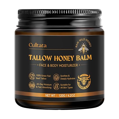 Sarga de ternera para la piel, sebo de res para la cara, bálsamo de sarga de carne alimentada con pasto con miel silvestre cruda y cera de abeja