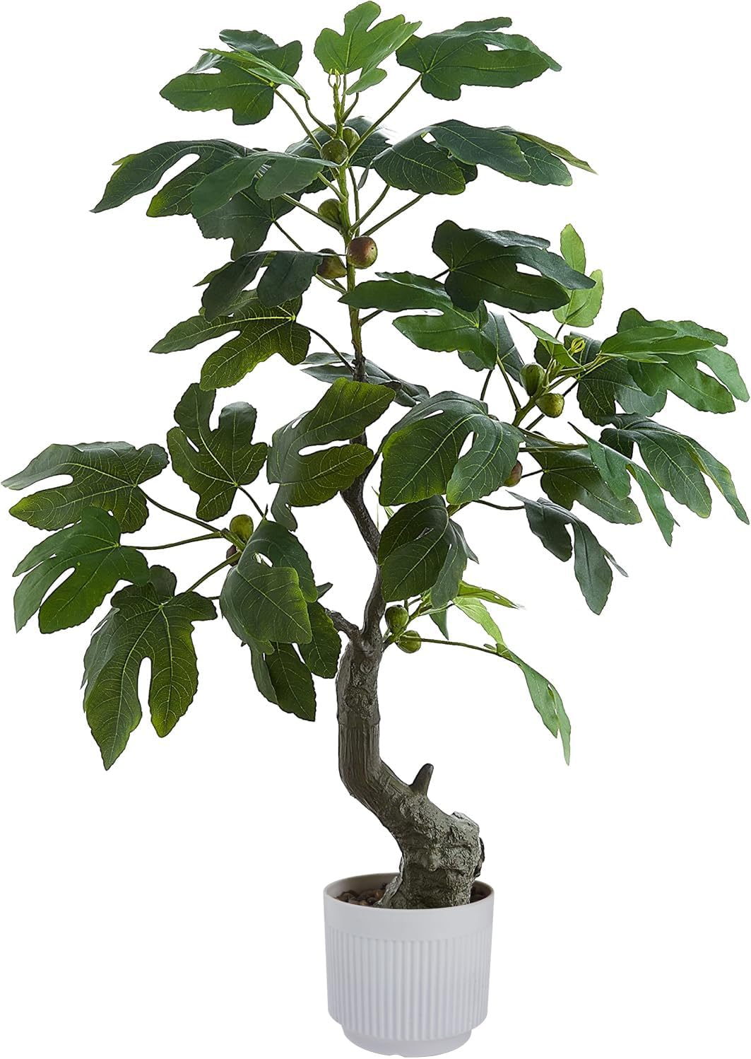 48 Inch Artificial Fig Tree 4ft Fake Potted Tree with Green Leaves and Fruits Artificial Tree Indoor Large Faux Plant Ficus Carica for Modern Home Office Living Room Floor Decor