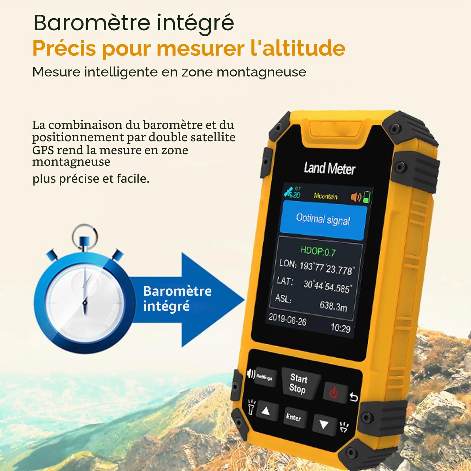 Compteur GPS Portatif, Compteur de Mesure D'arpentage S4, Récepteur GNSS, Compteur GPS, Jaune