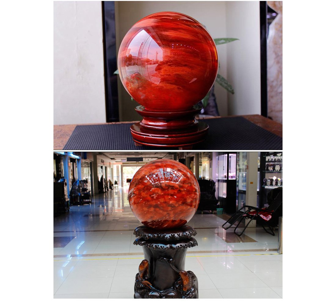 Amazon.co.jp: (イスイ)YISHUI レッド 水晶玉 開運グッズ 透明 水晶