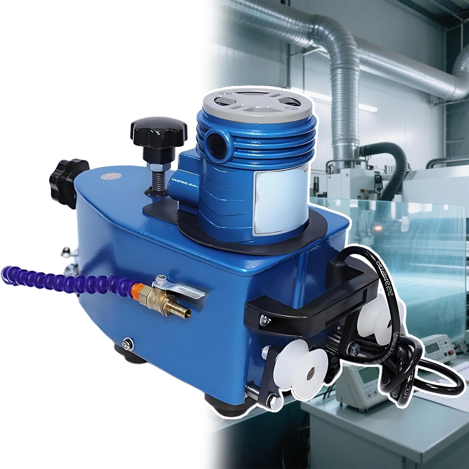 Portable Small Glass Edger, Electric Glass Edging Machine, DIY Diamond Corner Grinding Edging Machine for Plane Curve, 800w Motor 8000r/Min, Diamond Wheels, Water-Cooled