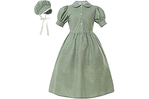 Girls Prairie Pioneer Dresses Pilgrim Colonial Costume Dress