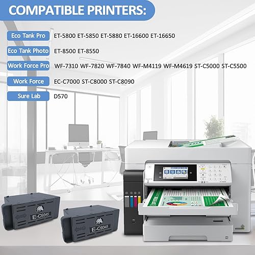 Miniatura 3 de Paquete de 2 cajas de mantenimiento de tinta E-C9345 C12C934591 PXMB9 9345 para ET-8550 ET-8500 ET-16600 ET-16650 ET-5800 ET-5850 ET-5880 WF-7310