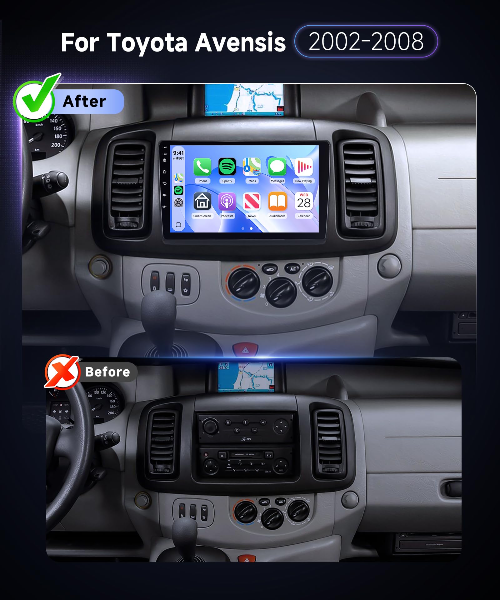 Hodozzy Autoradio per Renault Trafic 2001-2010/Opel Vivaro 2006-2010/Nissan Primastar 2006-2014 con Wireless Carplay Android Auto, con Bluetooth/RDS FM/Youbube/V-Link/GPS/USB/SWC+Telecamera Posteriore