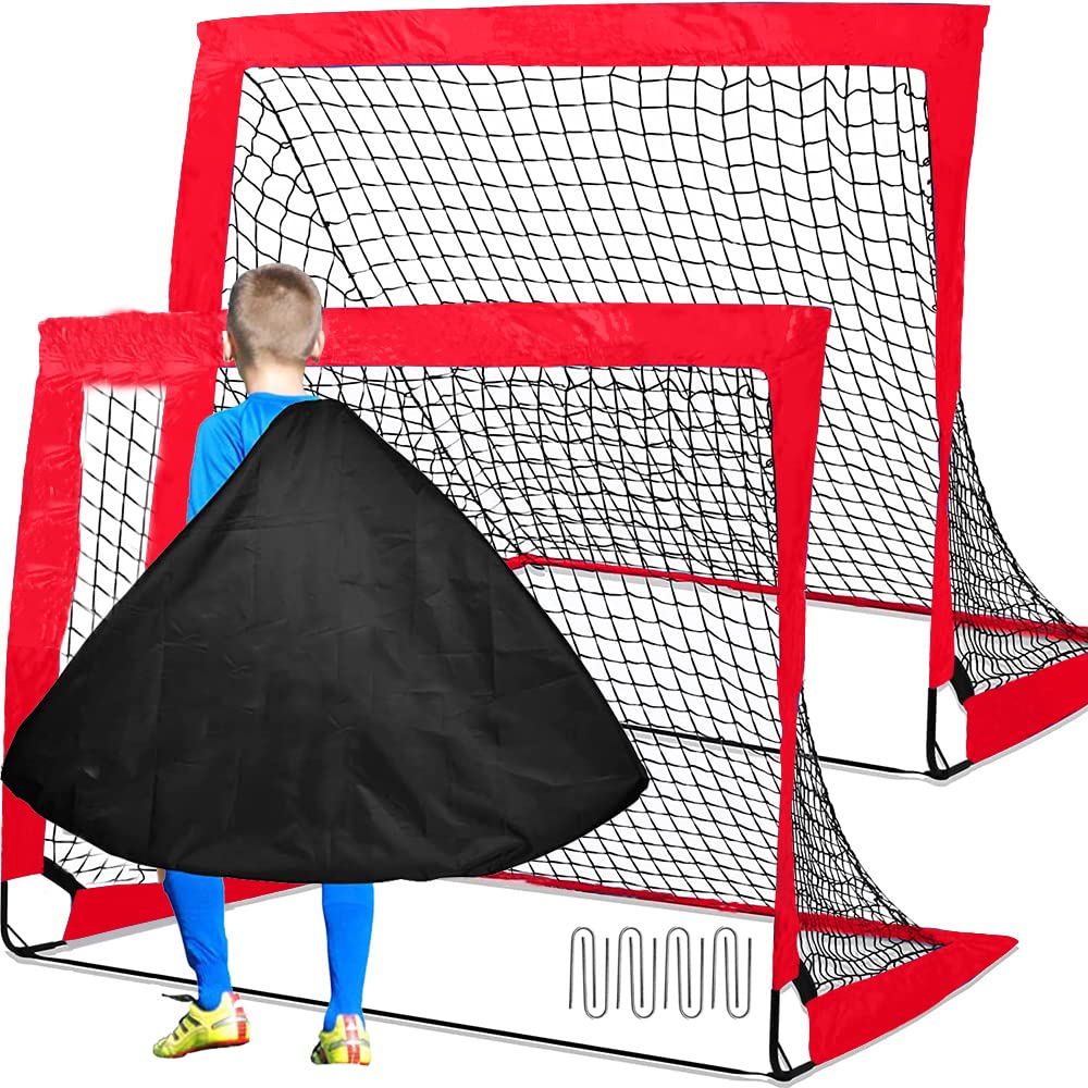 Portable Soccer Goal Foldable Pop Up Training Soccer Goals Net Set with Carry Bag for Outdoor & Backyard, Kids Practice Football Goals Ideal Games Soccer Goals Net for Toddler Youth Adults (2 Set)