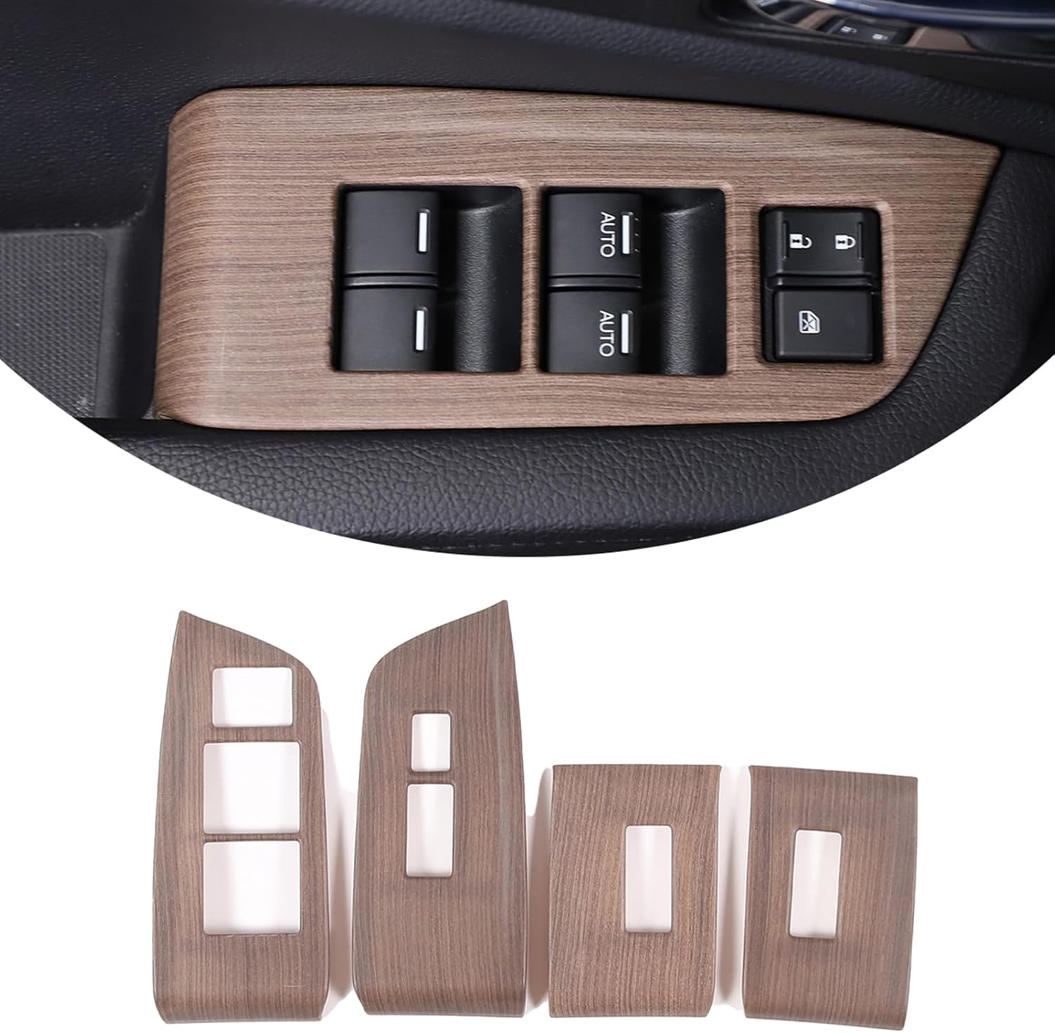 Fit for Honda Pilot 2016-2022,Honda Passport 2019-2023 Car ABS 4pcs Front and Rear Doors Look Interior Door armrest Window Switch Panel Cover Trim (Pear Wood Grain)