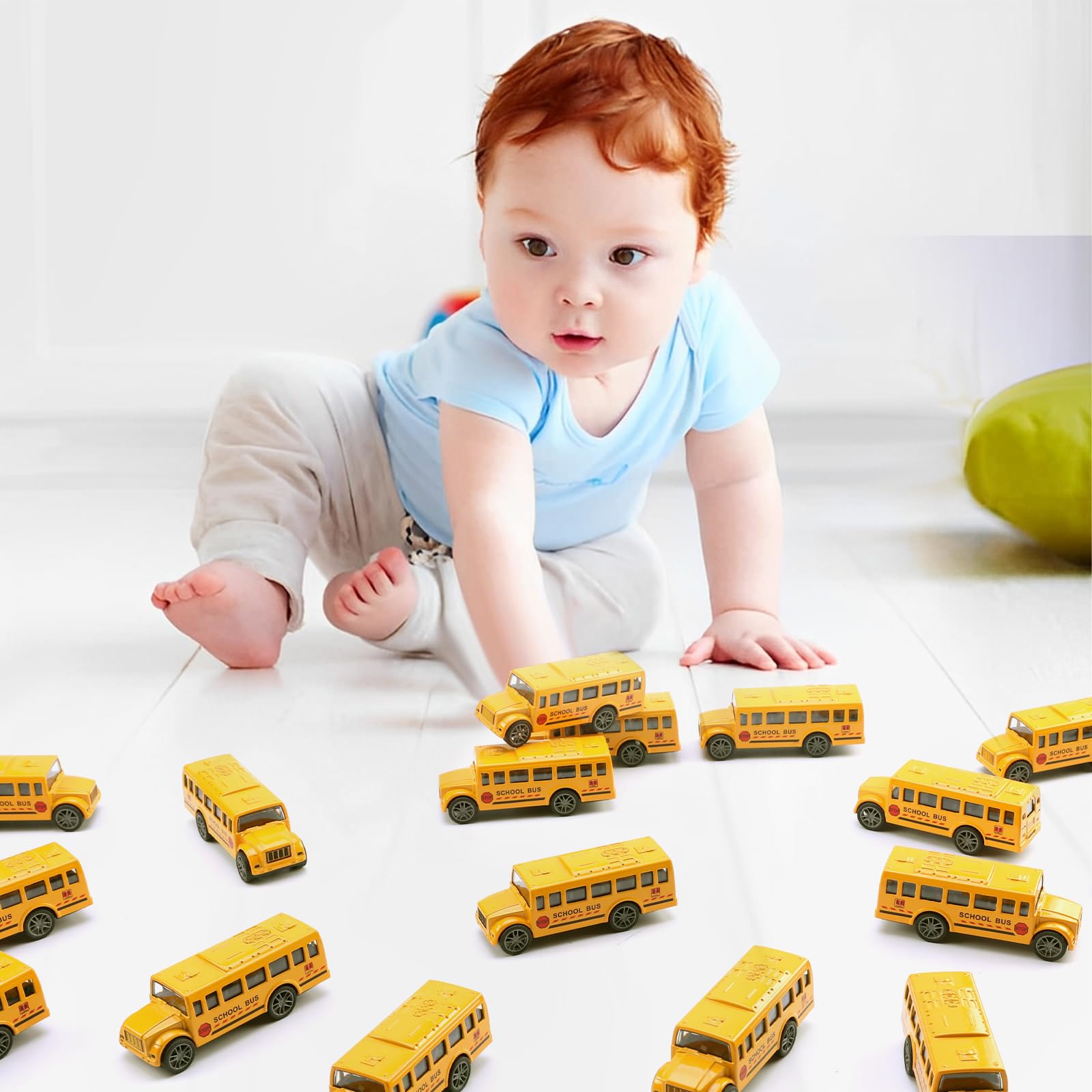 Paquete de 20 juguetes de autobús escolar amarillo de 3.4 pulgadas, vehículos de metal fundido a presión para niños, niñas, niños pequeños 5