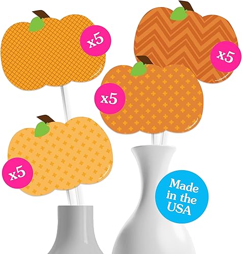 Big Dot of Happiness Parche de calabaza Decoraciones de calabaza DIY Otoño, Halloween o Acción de Gracias Set de 20