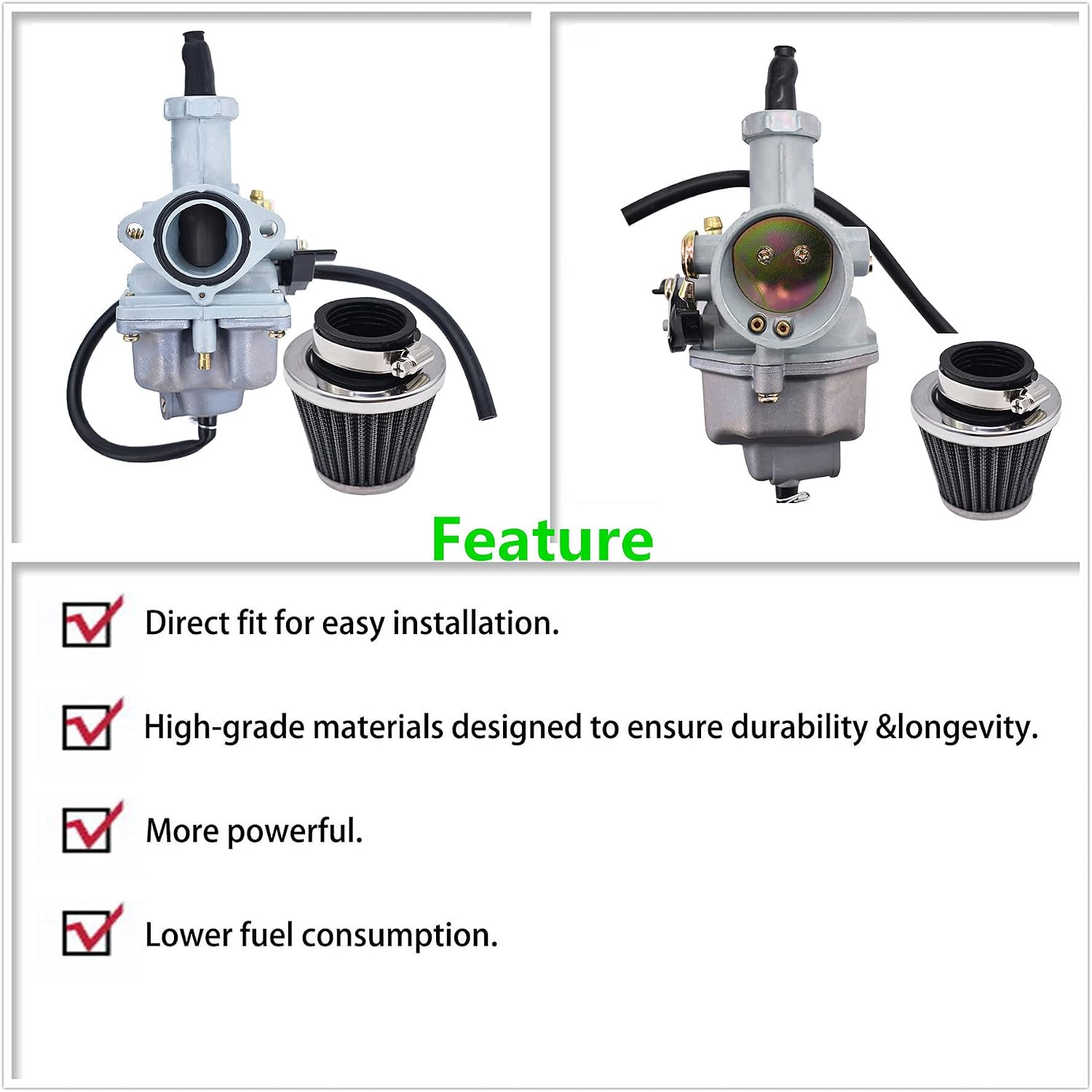 Carburetor with Air Filter Replacement for Honda CB125 CRF100F XL100 XL100S XR100 XR100R Carb