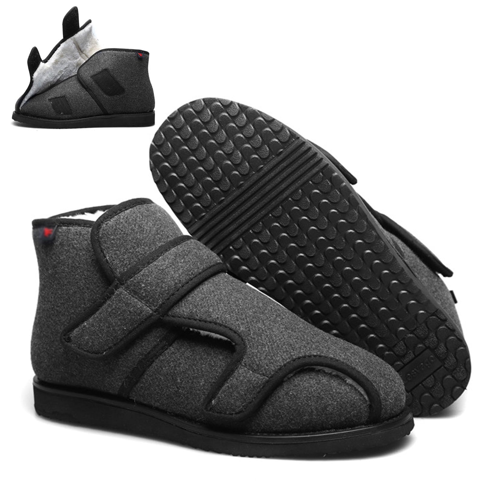 bumuam Pies Hinchados Calzado Antideslizante DiabéTico,Zapatos para DiabéTicos para Edema,Zapatos de pie súper Anchos y cálidos, Zapatos para diabéticos de Empeine Alto EU 42(26.5cm/10.4in)