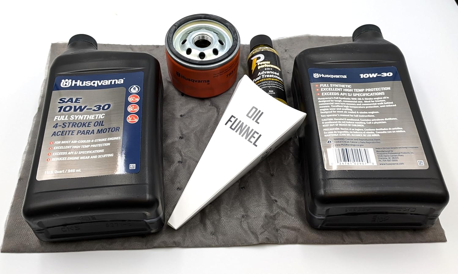 Husqvarna Oil Change Kit w/Oil pad and 10W-30 Full Synthetic Oil for Briggs Engine
