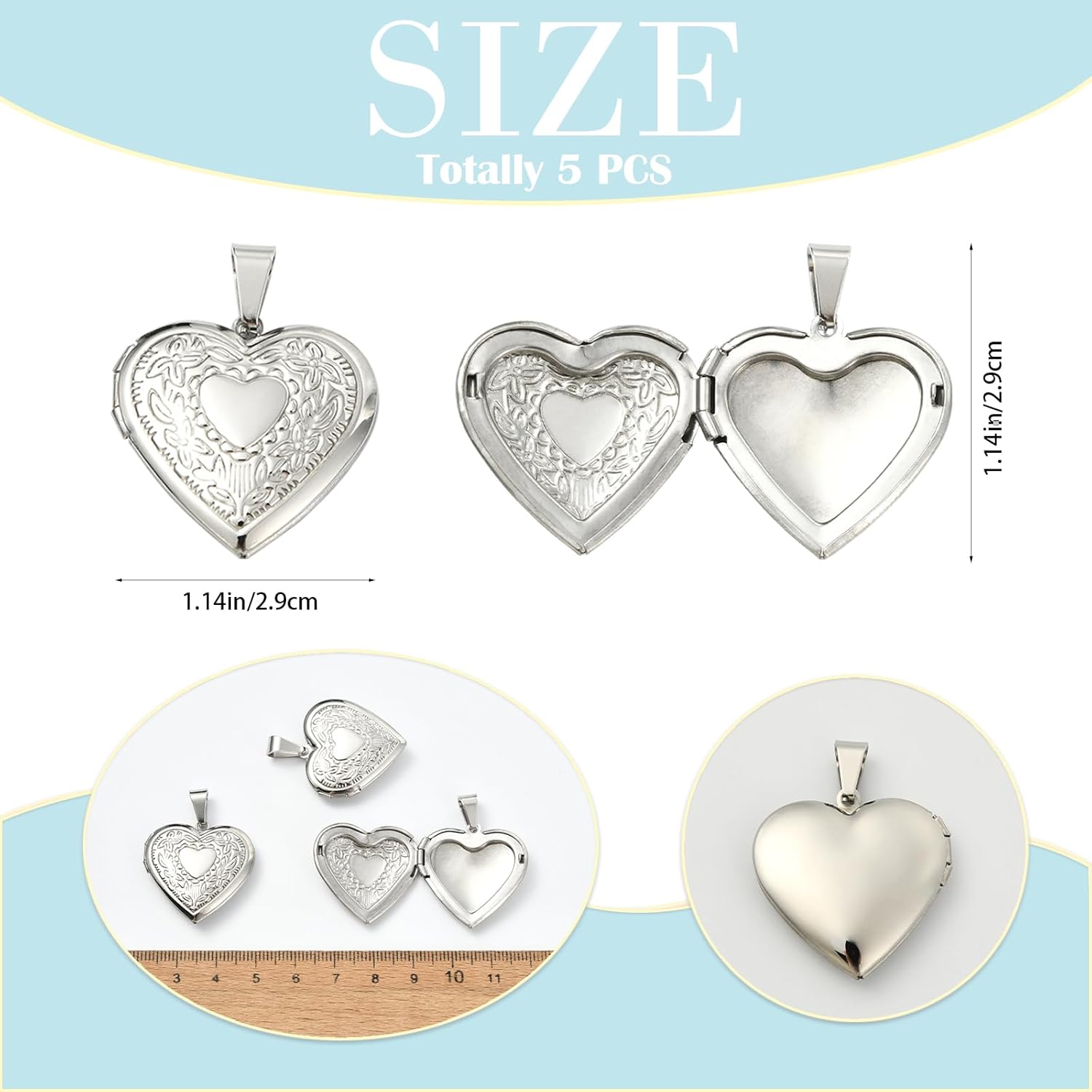 Heart Photo Locket Charms for Jewelry Making Brass Frame Charms Memorial Bracelet Necklace Earring Keychain - Image 2