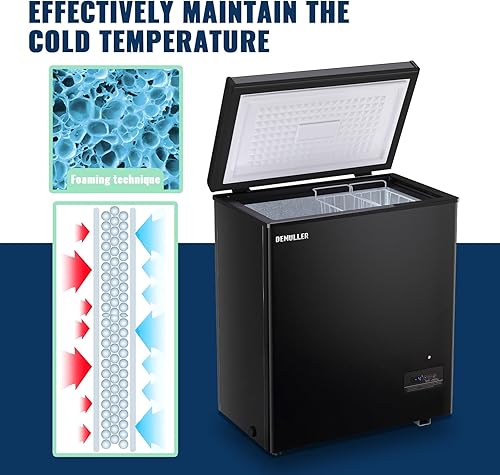 Miniatura 5 de Congelador de pecho de 5.0 pies cúbicos de temperatura ultrabaja (hasta -12 ) con dos cestas extraíbles, independiente, blanco, pequeño, compacto,