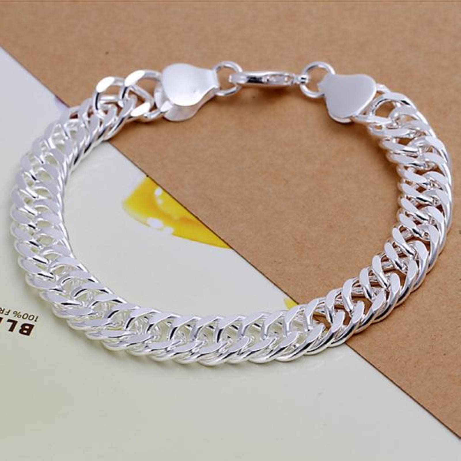 CXWK 925 Sterling Silver Jewelry Set Boy Men's Necklace Bracelet