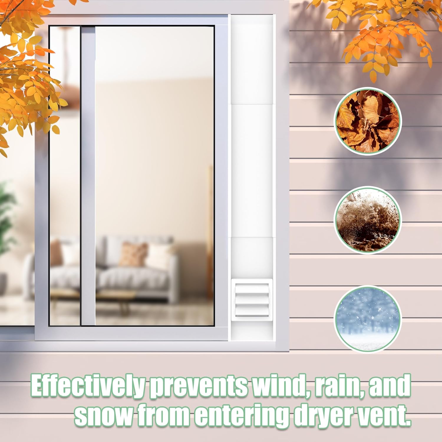 Dryer Vent Window Kit for 4" Diameter Dryer Vent Hose,Adjustable Window Vent Kit for Sliding and Hung Windows,Window Seal Plates Kit with Self-Closing Outdoor Vent Cover