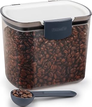 ProKeeper Coffee Storage Container with Scoop, Airtight, 1.5 Quart Capacity | Holds Approximately 12-18 Ounces of Coffee Beans or Ground Coffee, Tinted to Protect Coffee from Light Exposure