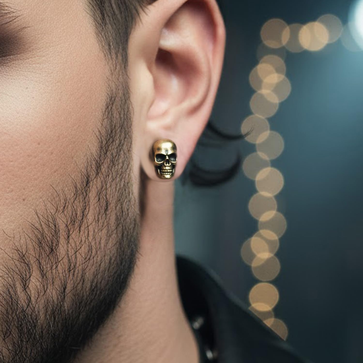Buy Peora 316L Stainless Steel Black Tone Skull Stud Earrings For