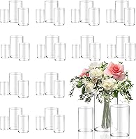Vista 10 de 5 piezas de jarrones de vidrio Cilindro Jarrones para centros de mesa Pequeños jarrones de flores de vidrio transparentes Jarrones para decoración