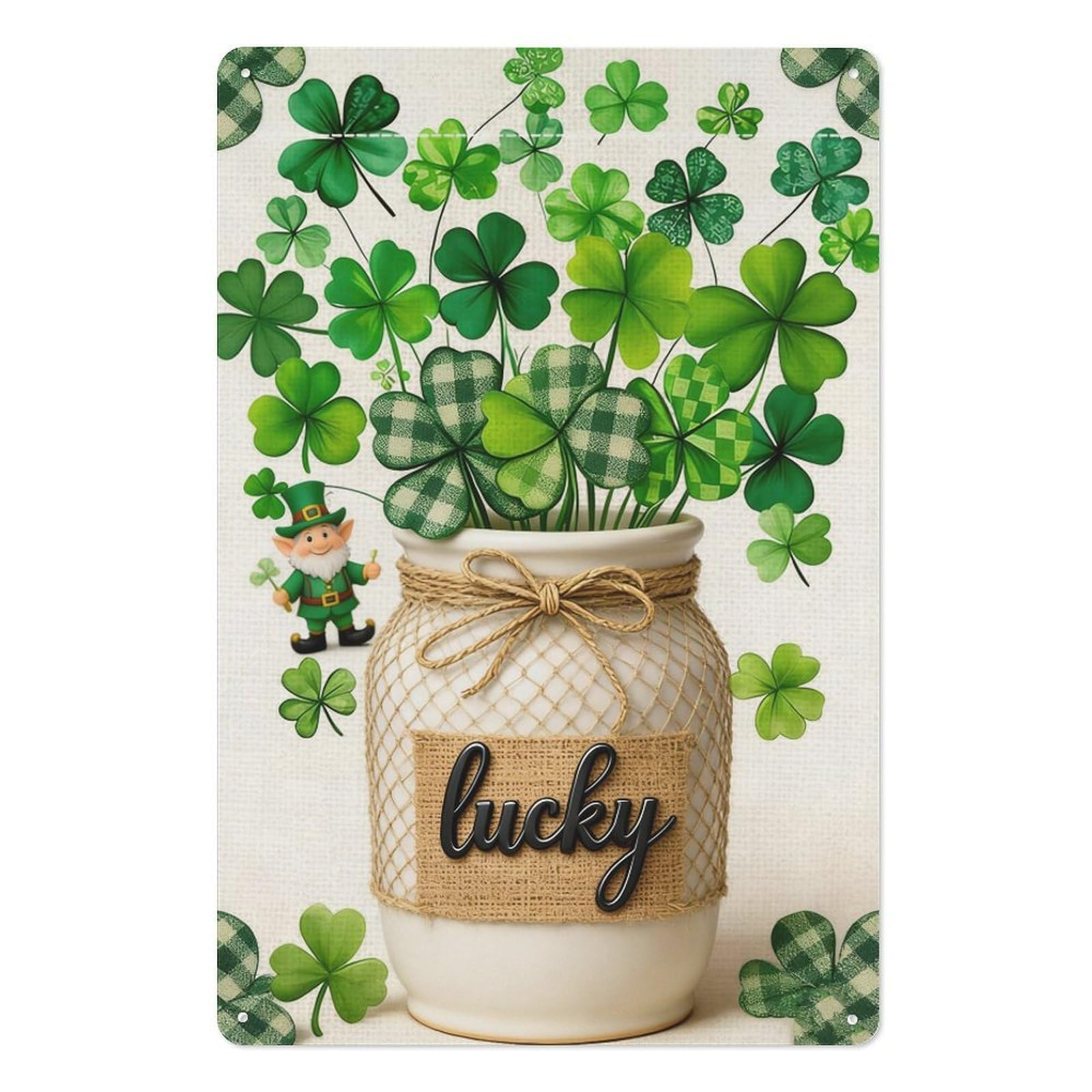 peiyeety Lucky Metal Tin Sign 8x12 Inch – St Patrick’s Day Shamrock Wall Decor Plaque with Irish Blessing for Home Bar Pub Party Indoor Outdoor