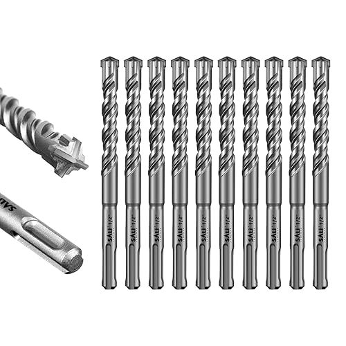Miniatura 48 de SALI SDS Plus - Broca de martillo rotativo, 10 unidades, kit de brocas para hormigón de 7/16 x 12 pulgadas, material de carburo de doble rosca de