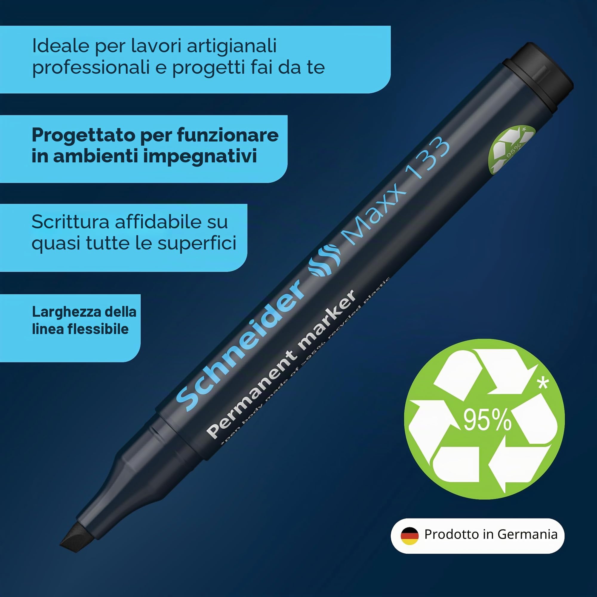 Schneider Pennarello Indelebile Maxx 133 Ricaricabile 1+4 mm Nero