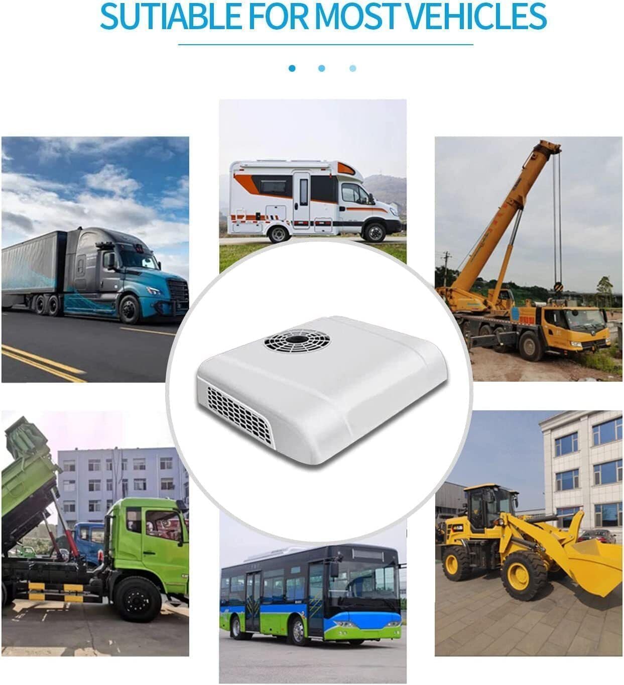 Universal Rooftop AC Unit RV 24V Air Conditioner with Heat for Camper, 12 Volt DC Air Conditioner Heater Combo, Quiet A/C Unit 2 in 1 Heating Cooling for Truck Trailer Boat Motorhome Tractor Caravan