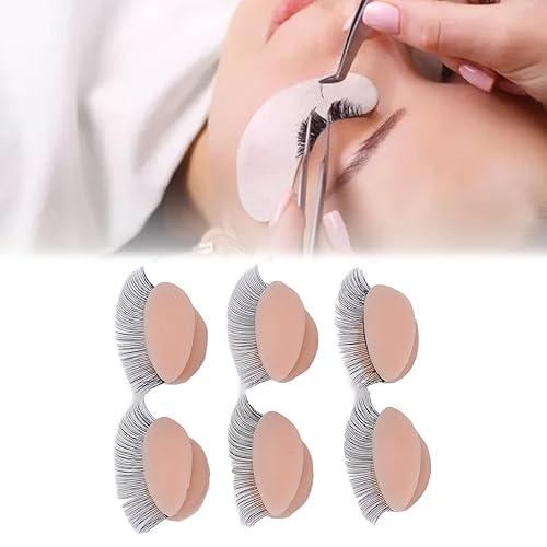 Miniatura 5 de 3 pares de párpados reemplazados de silicona para pestañas dobles de repuesto para práctica de cabeza de maniquí, párpados extraíbles con pestañas