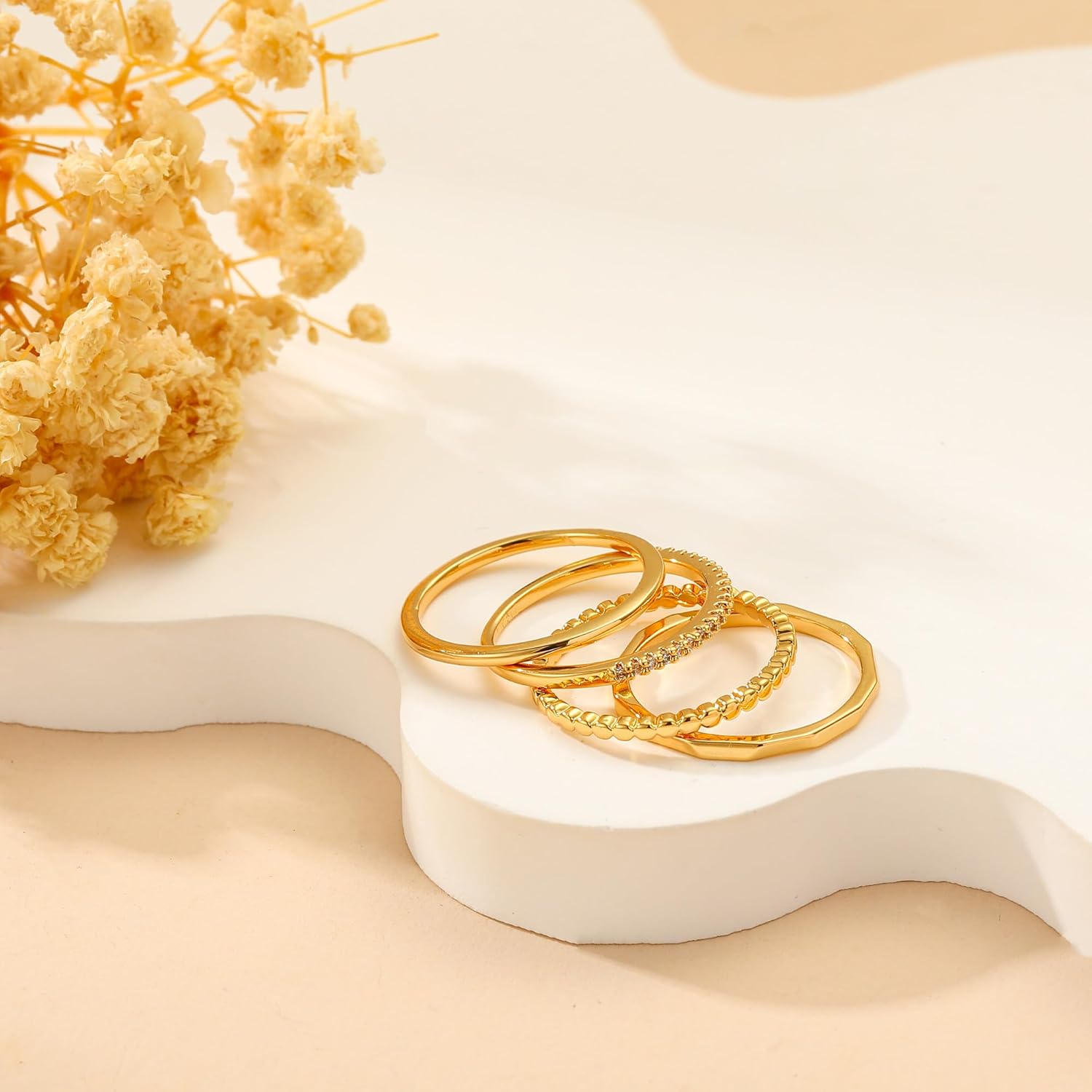 Gold Silver Stackable Rings for Women Non Tarnish 1.3mm Thin Silver Rings Set 14K Gold Plated Dainty Trendy Band Stacking Thumb Ring Jewelry Valentine Gifts Stuff Size 5-10 - Image 6