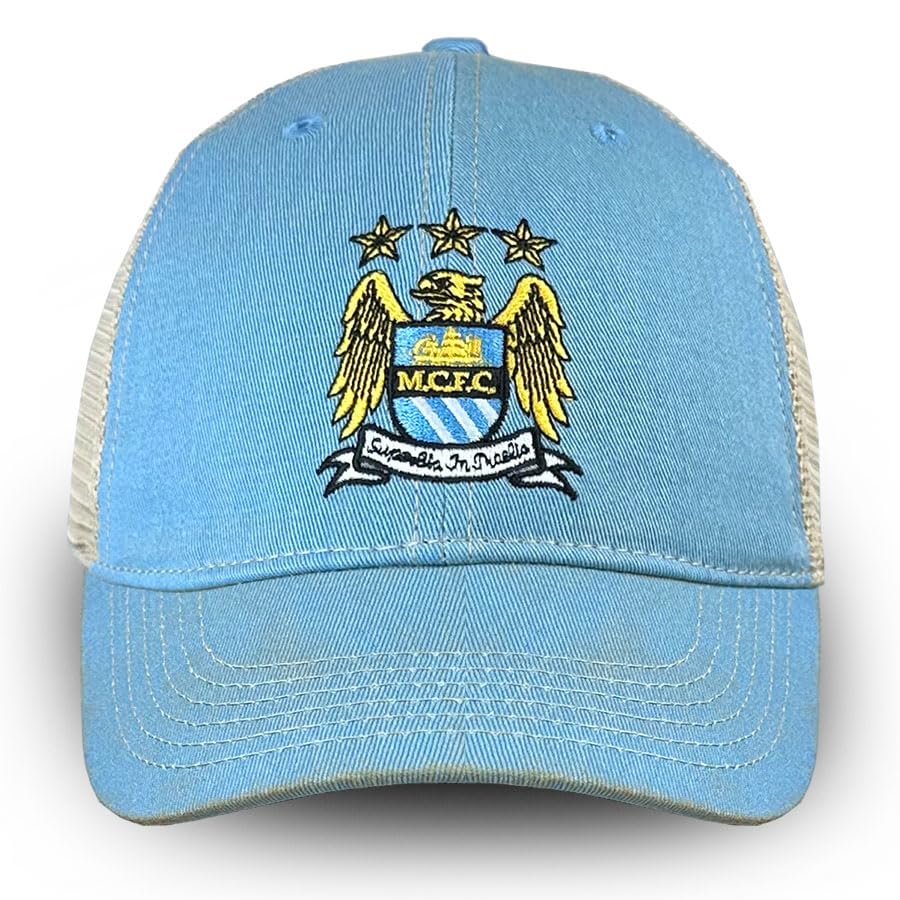 Gorra Trucker Vintage Manchester City Retro Azul Celeste miniatura 2