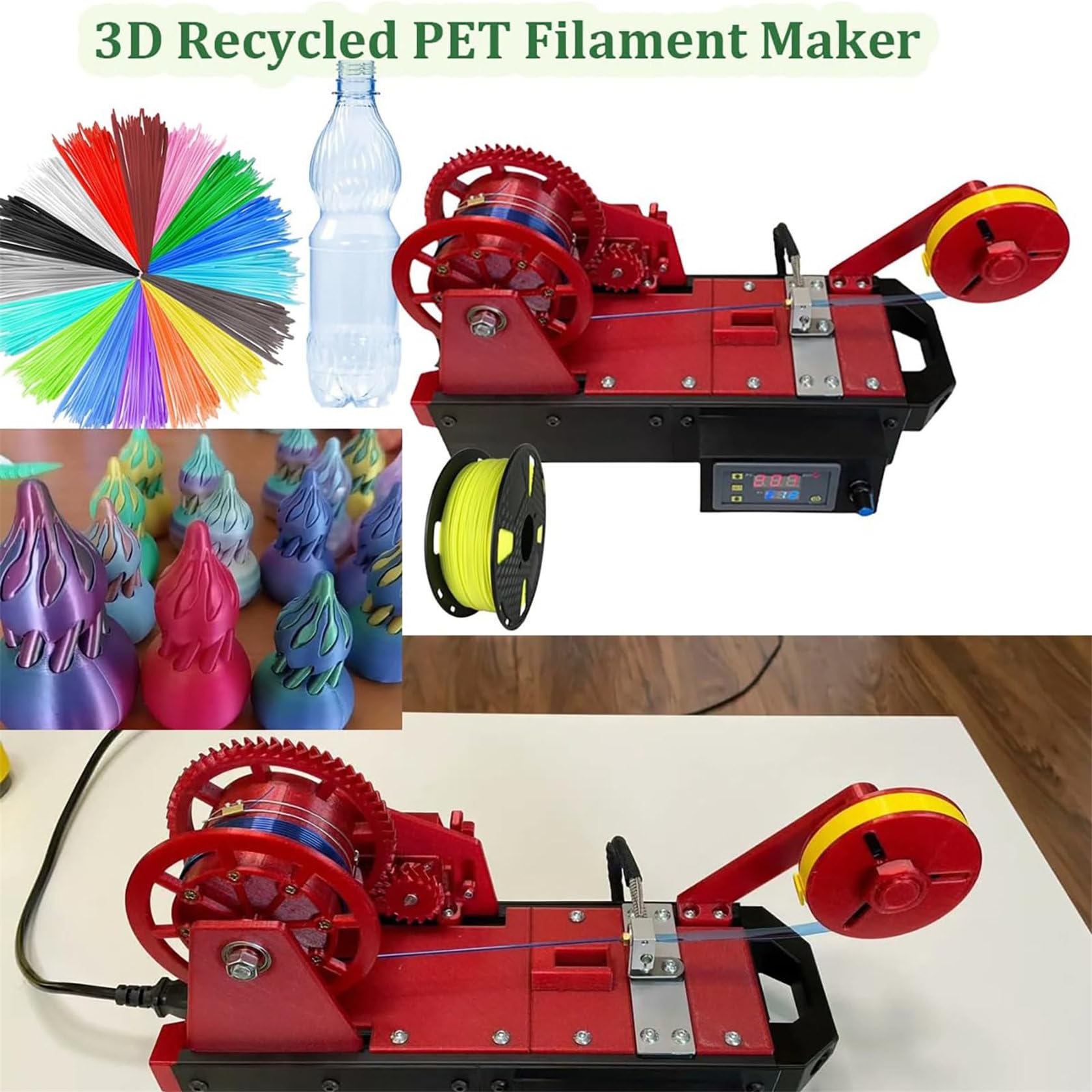 Estrusore di filamenti per stampanti 3D, creatore desktop con controllo digitale della temperatura, dispositivo di riciclaggio per progetti fai da te
