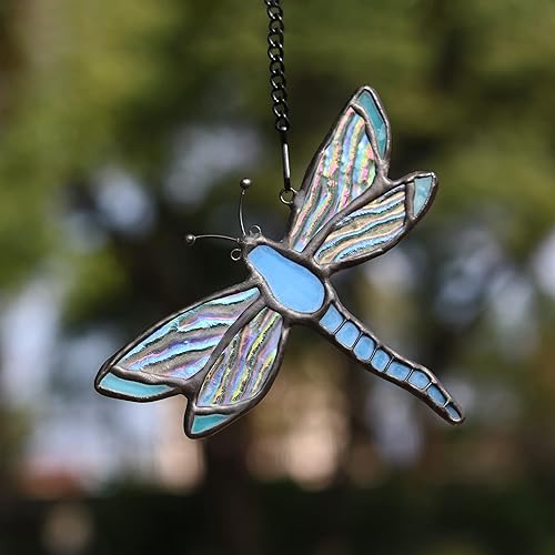 Miniatura 3 de HAOSUM Atrapasoles colgante de libélula para ventana, decoración de ventana, decoración de cristal Tiffany, decoración del hogar, regalo para