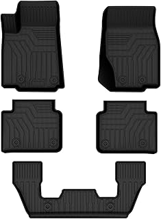 FIILINES Custom Fit for Floor Mats 2021-2023 Jeep Grand Cherokee L (Only Fits 6-Passenger Without Center Console) 3D All Weather Floor Liners Waterproof Durable 1st & 2nd & 3rd Row Liner Set Black